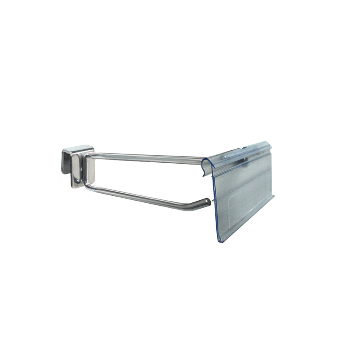 Gancho en "T" barra cromo con porta precio 2"- Caja 50 pz