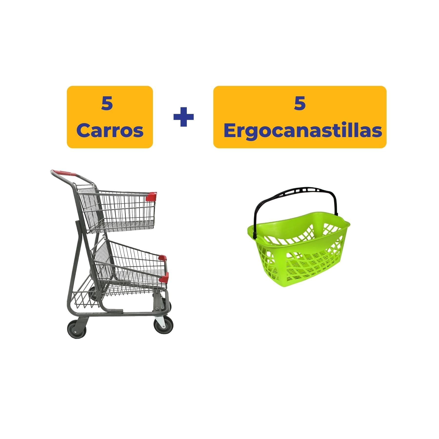 5 Carros Doble Canastilla + 5 Ergocanastillas
