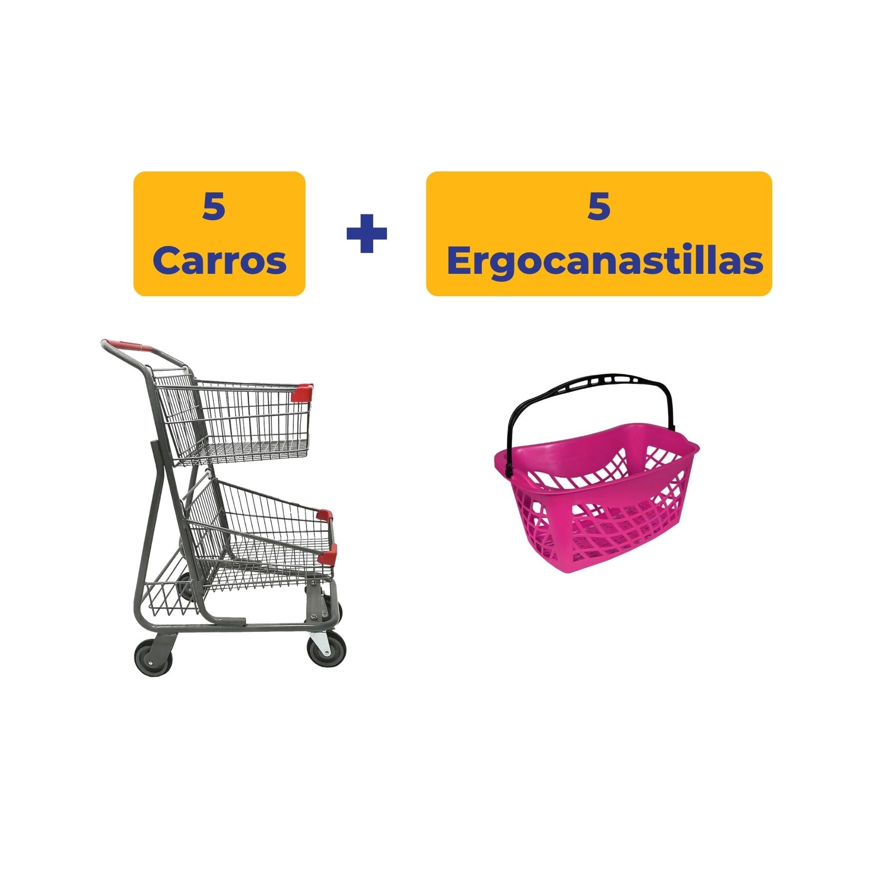 5 Carros Doble Canastilla + 5 Ergocanastillas