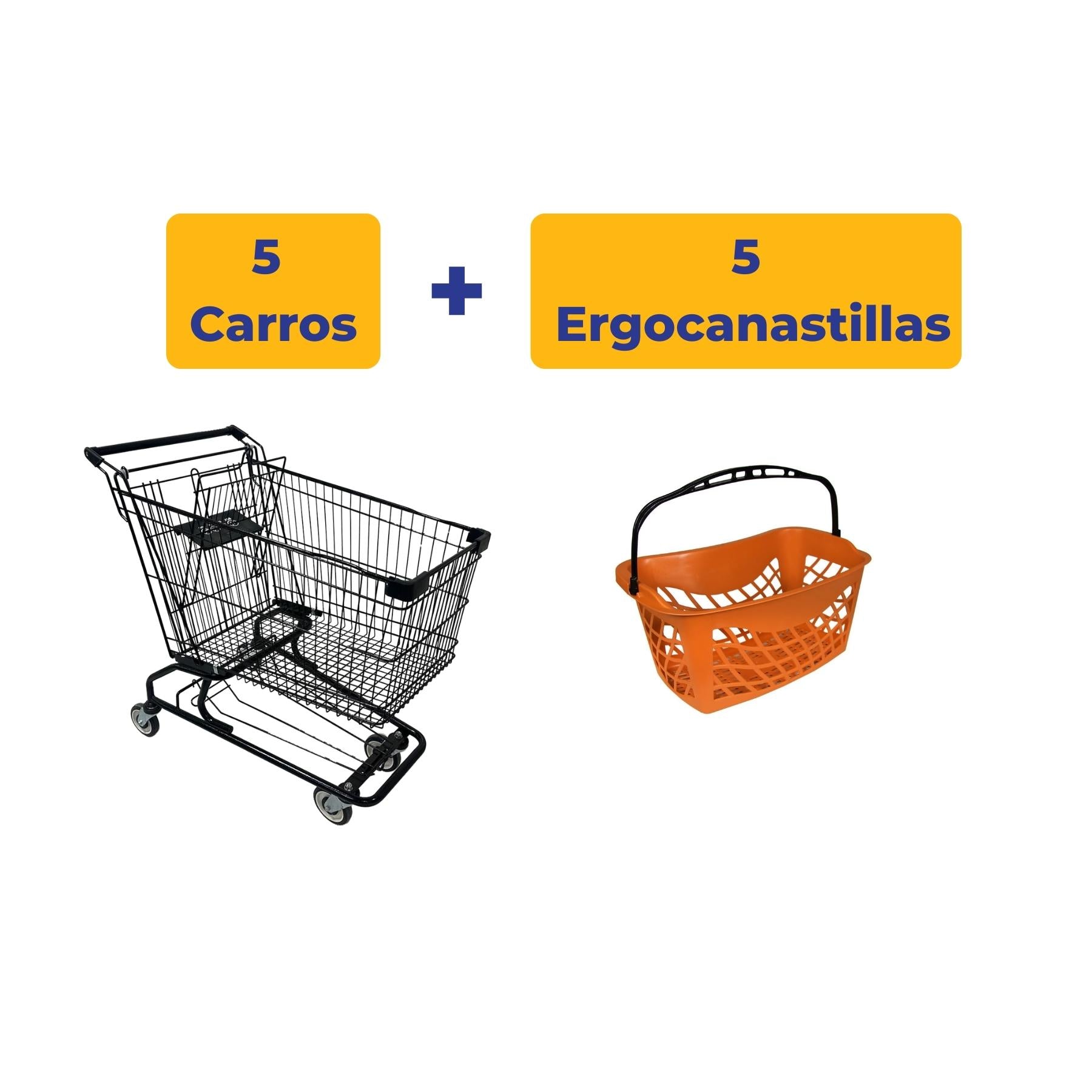 5 Carros Metálicos Negros JME + 5 Ergocanastillas